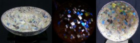 Romain - Coupelle en verre fragmentaire - 100 av. J.-C. / 100 ap. J.-C.
Belle et rare coupelle en verre fragmentaire de type millefiori, constituée d...