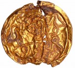 Romain Byzantin - Médaillon en or - 500 / 700 ap. J.-C.
Petit médaillon en or avec un décor représentant un empereur de face, entouré de deux oiseaux...