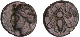 Ionie - Ephèse - Bronze (280-250 av. J.-C.)
A/ Tête de femme.
R/ Abeille de face.
TTB
GC.4409
Br ; 1.59 gr ; 11 mm
