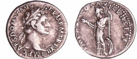 Domitien - Denier (92-93, Rome) - Pallas
A/ IMP CAES DOMIT AVG GERM P M TR P XII. Tête laurée à droite. 
R/ IMP XXII COS XVI CENS P P P. Pallas debo...