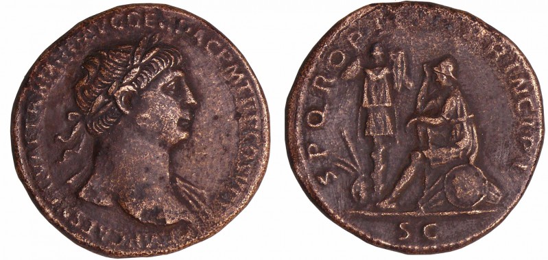 Trajan - Sesterce (104-110, Rome) - La Dace
A/ IMP CAES NERVAE TRAIANO AVG GER ...