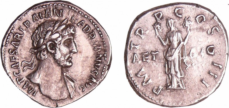 Hadrien - Denier (119, Rome) - L'Eternité
A/ IMP CAESAR TRAIAN HADRIANVS AVG Bu...