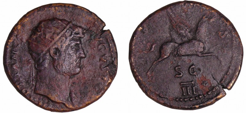 Hadrien - As (126, Rome) - Pégase
A/ HADRIANVS AVGVSTVS. Tête radiée à droite. ...