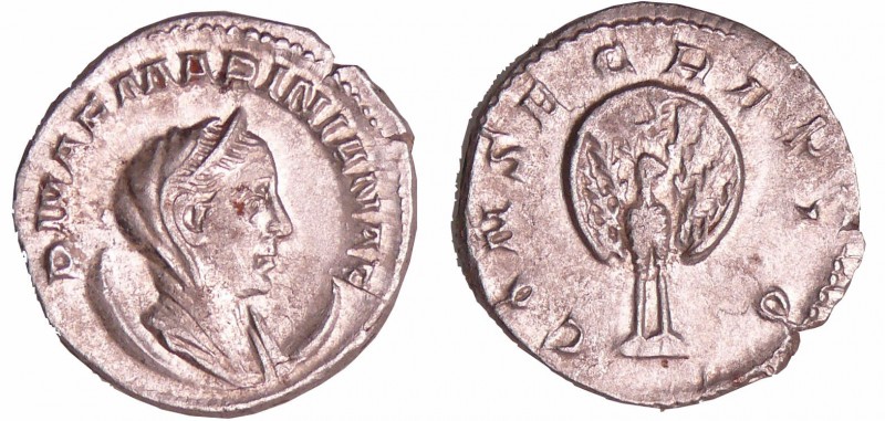 Mariniane - Antoninien (253-254, Rome) - Paon
A/ DIVAE MARINIANAE. Buste diadém...