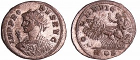 Probus - Aurélianus (278-280, Rome) - Le Soleil
A/ IMP PROBVS AVG Buste radié à gauche, avec le manteau impérial, tenant un sceptre surmonté d'un aig...