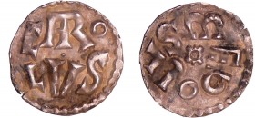 Charlemagne (768-814) - Denier (Melle)
A/ CARO / LVS en deux lignes 
R/ MEDOLVS autour d'une croisette évidée en cœur.
SUP
Nou.44 p. 55-Dep.605-MG...