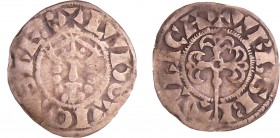 Louis VII (1137-1180) - Denier de Bourges
A/ + LVDOVICVS REX. Tête barbue du roi de face. 
R/ + VRBS BITVRICA. Croix latine fleuronnée coupant la lé...