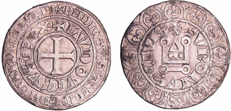 Louis IX (1245-1270) - Gros tournois (1266-1270)
A/ + LVDOVICVS REX, légende ex...