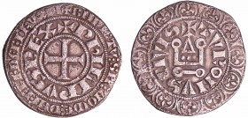 Philippe III (1270-1285) - Gros tournois
A/ BNDICTV: SIT: NOmE: DNI: nRI: DEI: IhV. XPI. intérieur : PhILIPVS•REX. Croix. 
R/ + TVRONV• S• CIVIS. Ch...