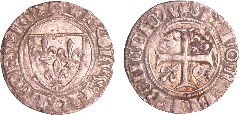 Charles VI (1380-1422) - Blanc guénar - Paris
A/ + KAROLVS FRANCORV REX. Ecu de...