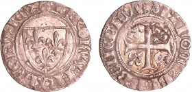 Charles VI (1380-1422) - Blanc guénar - Paris
A/ + KAROLVS FRANCORV REX. Ecu de France. 
R/ + SIT NOME DNI BENEDICTV. Croix cantonnée de deux couron...