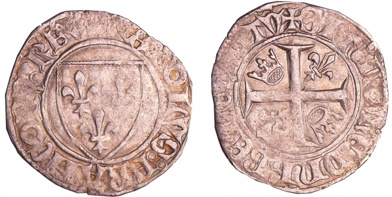 Charles VI (1380-1422) - Blanc guénar - Rouen
A/ + KAROLVS FRANCORV REX. Ecu de...
