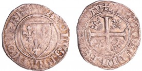 Charles VI (1380-1422) - Blanc guénar - Rouen
A/ + KAROLVS FRANCORV REX. Ecu de France. 
R/ + SIT NOME DNI BENEDICTV. Croix cantonnée de deux couron...