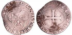 Louis XI (1461-1483) - Blanc au soleil - Troyes
A/ (couronne) LVDOVICVS FRANCORVM REX. Trois lis dans un trilobe sommé d'un soleil. 
R/ (couronne) S...
