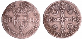 Henri II (1547-1559) - Douzain au moulin - 1555 A (Paris)
A/ HENRICVS 2 DEI G FRANCORVM REX. Ecu de France accosté de deux H. Lettre d'atelier à la p...