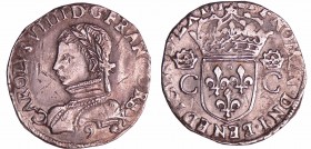 Charles IX (1560-1574) - Teston - 2ème type - 1563 9 (Rennes)
A/ CAROLVS VIIII D G FRAN REX. Buste lauré et cuirassé à gauche. 
R/ + SIT NOMEN DOM B...