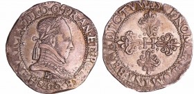 Henri III (1574-1589) - Franc au col plat - 1578 B (Rouen)
A/. HENRICVS. III. D. G. FRANC. ET. POL. REX Buste au col plat, lauré et cuirassé à droite...