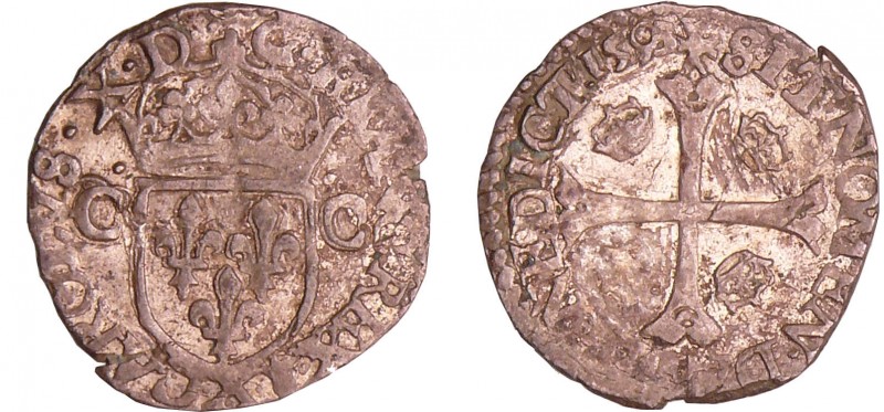 Charles X (1589-1590) - Douzain aux 2 C - 1er type - 1593 X (Amiens)
A/ + CAROL...