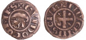 Nivernais - Comté de Nevers - Gui de Forez - Denier
Gui de Forez (1226-1241). A/ + GVIDO COMES. Faucille et dauphin.
R/ + NIVERNIS CIVIT. Croix cant...