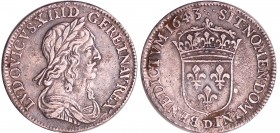 Louis XIII (1610-1643) - ¼ d'écu du 2ème poinçon de Warin - 1643 D (Lyon)
TTB
L4L.84-Ga.48
Ar ; 6.74 gr ; 28 mm
Sans baies dans les cheveux.