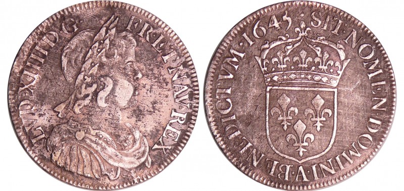 Louis XIV (1643-1715) - ½ écu à la mèche courte - 1645 A (Paris)
TTB
L4L.151-G...