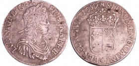 Louis XIV (1643-1715) - Ecu de Béarn à la mèche longue - 1659 G***/M (Morlàas)
TB
L4L.185-Ga.204
Ar ; 26.83 gr ; 40 mm