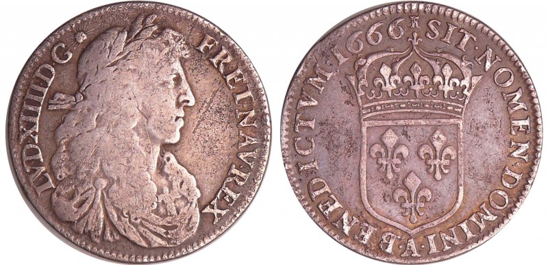 Louis XIV (1643-1715) - ¼ d'écu au buste juvénile - 1666 A (Paris)
TB+
L4L.198...