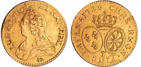 Louis XV (1715-1774) - Louis d’or aux lunettes - 1726 T (Nantes)
SUP
L4L.478-Ga.340
Au ; 8.16 gr ; 24 mm
Intéressante variété avec un 2ème point a...