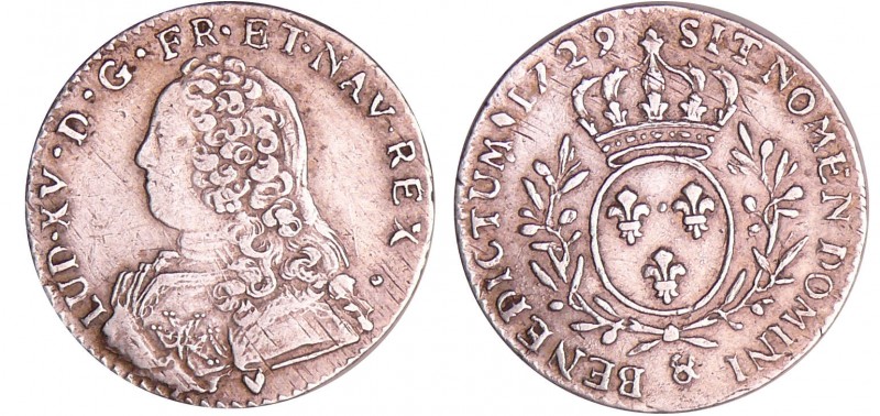 Louis XV (1715-1774) - 1/10 d'écu aux branches d’olivier - 1729 & (Aix)
TTB
L4...