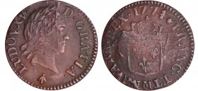 Louis XV (1715-1774) - Liard à la vieille tête - 1774 M (Toulouse)
TTB
L4L.522-Ga.272
Cu ; 2.80 gr ; 22 mm