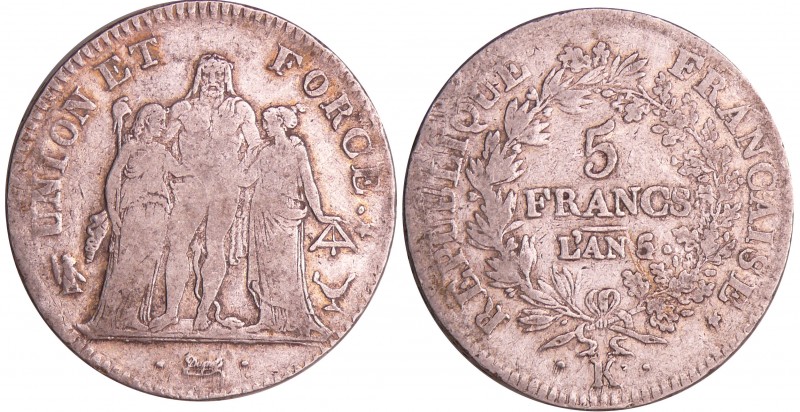 Directoire (1795-1799) - 5 francs Hercule union et force An 5 K (Bordeaux) 5/4
...