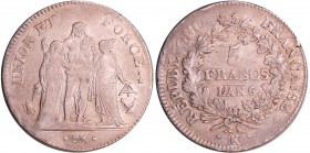 Directoire (1795-1799) - 5 francs Hercule union et force An 6 K (Bordeaux)
TB+
Ga.563-F.287
Ar ; 24.65 gr ; 37 mm