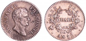 Bonaparte premier consul (1799-1804) - 1/4 franc An 12 A (Paris)
TTB+
Ga.342-F.157
Ar ; 1.22 gr ; 15 mm