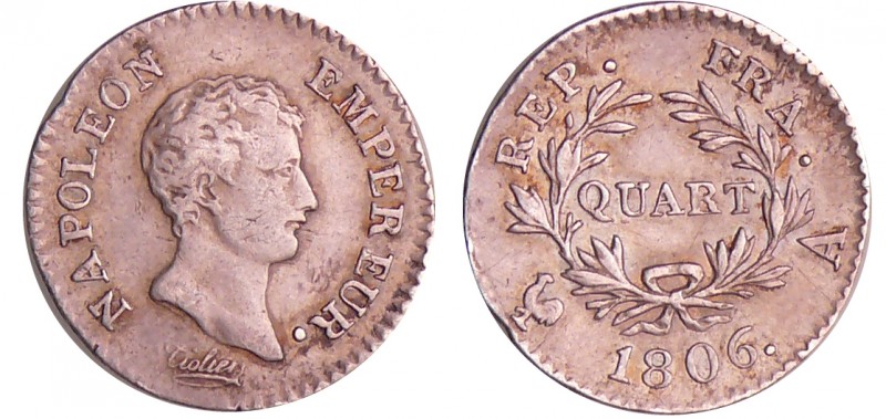 Napoléon 1er (1804-1814) - 1/4 de franc empereur 1806 A (Paris)
TTB
Ga.347-F.1...