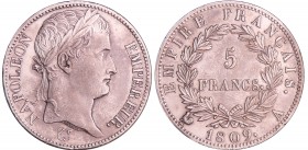Napoléon 1er (1804-1814) - 5 francs revers empire 1809 A (Paris)
SUP
Ga.584-F.307
Ar ; 25.18 gr ; 37 mm