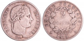 Napoléon 1er (1804-1814) - Période des cent jours - 2 francs 1815 A (Paris)
TB
Ga.510-F.256
Ar ; 9.87 gr ; 27 mm