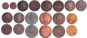 Napoléon 1er (1799-1814) - Lot de 10 monnaies en bronze
1 cent = An 8 ; 5 cent = An 5 BB, An 7 BB, An 8 G, An 8 I, An 9 BB, An 9 G ; 1 décime = An 8/...