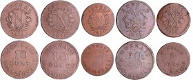 Napoléon 1er (1804-1814) et Louis XVIII (1815-1824) - 5 monnaies du Siège d'Anvers 1814
TB à TTB
--
Br ; -- ; --