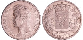 Charles X (1824-1830) - 5 francs 1er type 1825 B (Rouen)
SUP
Ga.643-F.310
Ar ; 24.99 gr ; 37 mm