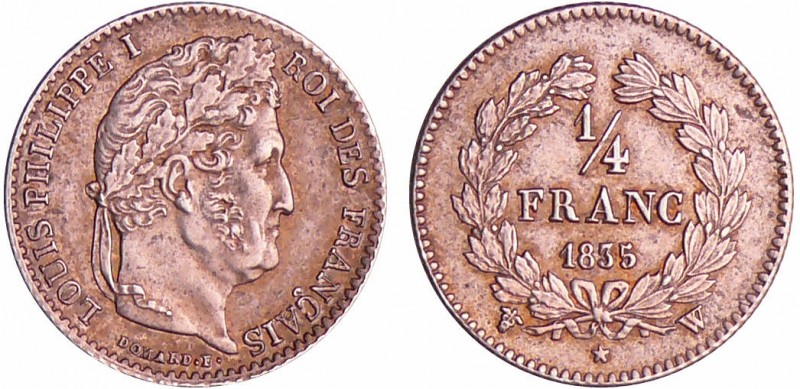 Louis-Philippe Ier (1830-1848) - 1/4 de franc 1835 W (Lille)
SUP
Ga.355-F.166...