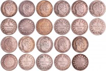 Louis-Philippe Ier (1830-1848) - 11 monnaies de 5 francs tête laurée
1831 D ; 1831 T ; 1831 W (TTB+) ; 1831 I ; 1833 D ; 1833 W ; 1839 B (SUP) ; 1840...