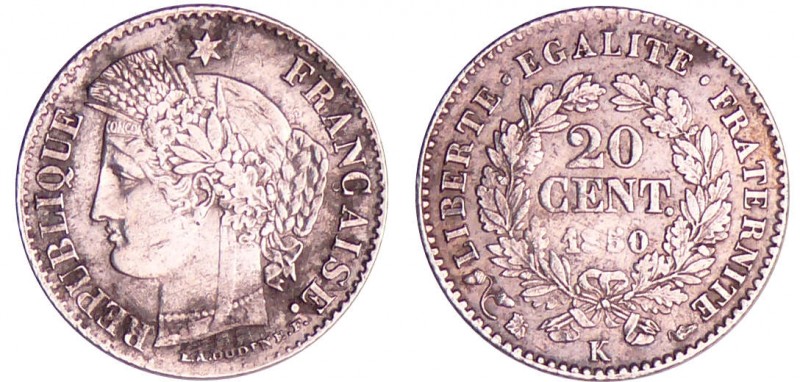 Deuxième république (1848-1852) - 20 centimes Cérès 1850 K (Bordeaux)
TTB
Ga.3...