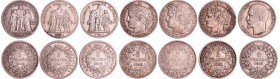 Deuxième république (1848-1852) - Lot de 7 monnaies en argent
5 francs = 1848 A, 1849 A, 1849 BB, 1849 A, 1850 A, 1851 A, 1852 A
TB à TTB
Ar ; ;