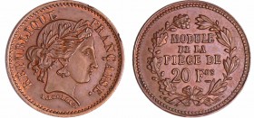 Deuxième république (1848-1852) - 20 francs or concours de Leclerc 1848
R FDC
Maz.1254b var
Cu ; 2.94 gr ; 21 mm
Variété absente du Mazard avec MO...