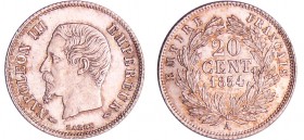 Napoléon III (1852-1870) - 20 centimes tête nue 1854 A (Paris)
SPL
Ga.305-F.148
Ar ; 0.99 gr ; 15 mm