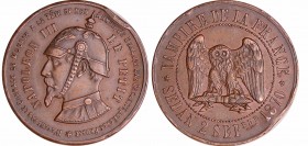 Napoléon III (1852-1870) - Satirique - Module de la 10 centimes 1870
SUP
MCN.60.28
Br ; 12.84 gr ; 33 mm