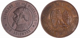 Napoléon III (1852-1870) - Satirique - Module de la 10 centimes 1870
SUP
MCN.60.43
Br ; 11.04 gr ; 33 mm