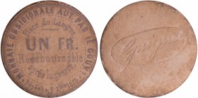 Siège de Langres 1870 - 1 franc en carton
TTB
MO-4.8.8.3
Carton ; 0.56 gr ; 32 mm