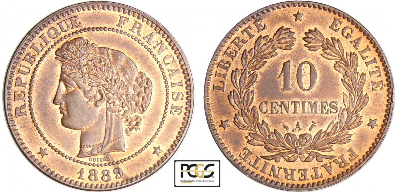 Troisième république (1871-1940) - 10 centimes Cérès 1889 A (Paris)
PCGS MS 63 ...