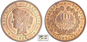 Troisième république (1871-1940) - 10 centimes Cérès 1889 A (Paris)
PCGS MS 63 RB
Ga.265-F.135
Br ; 10.06 gr ; 30 mm
PCGS #31758945.